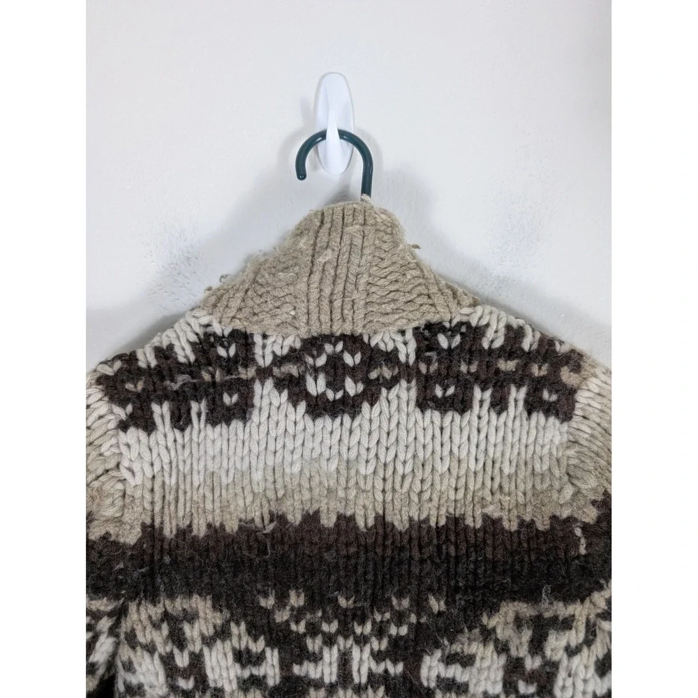 Ezra Fitch Women's Small Abercrombie Hand Knit Wool Fair Isle Cardigan Brown - Picture 11 of 11